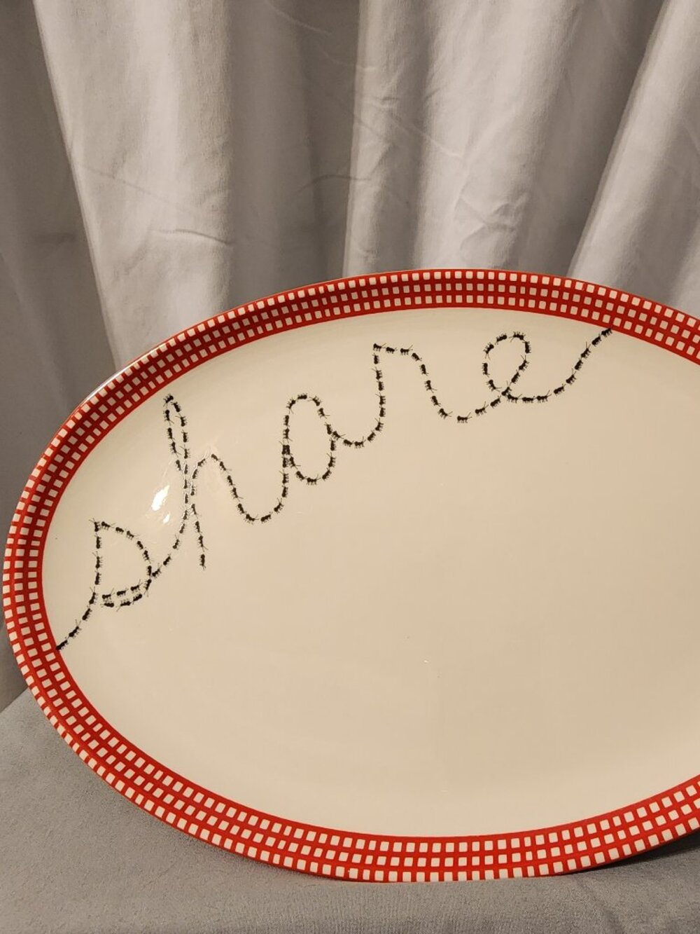 Picnic Ants Ceramic Platter 13.75" X 9.25" Tag